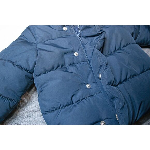 Old Navy Unisex Baby Puffer Coat 12–18M | Navy Coat with Bear Ear Hood - Picture 3 of 4